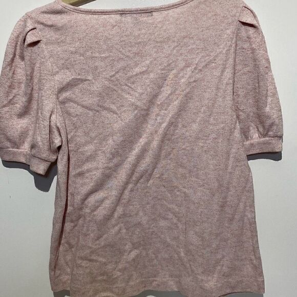 Adrienne Vittadini Women's Pink Keyhole Beaded Pullover Blouse Size Large - Picture 6 of 10